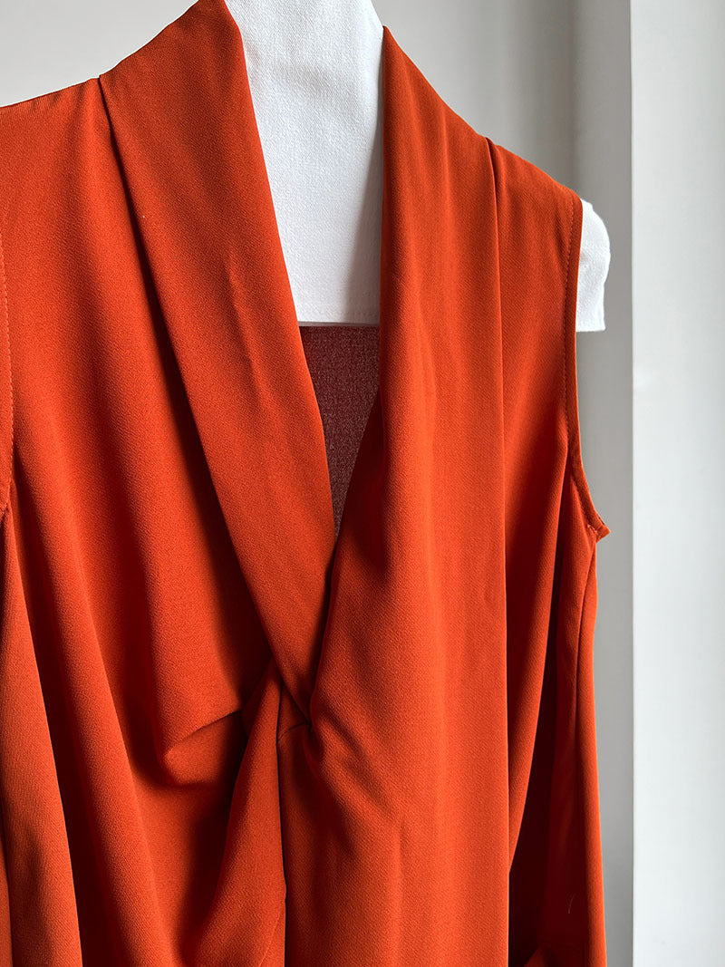 JAPENESE V NECK SLEEVELESS DRESS