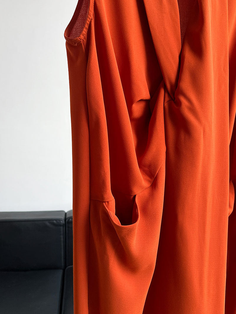 JAPENESE V NECK SLEEVELESS DRESS