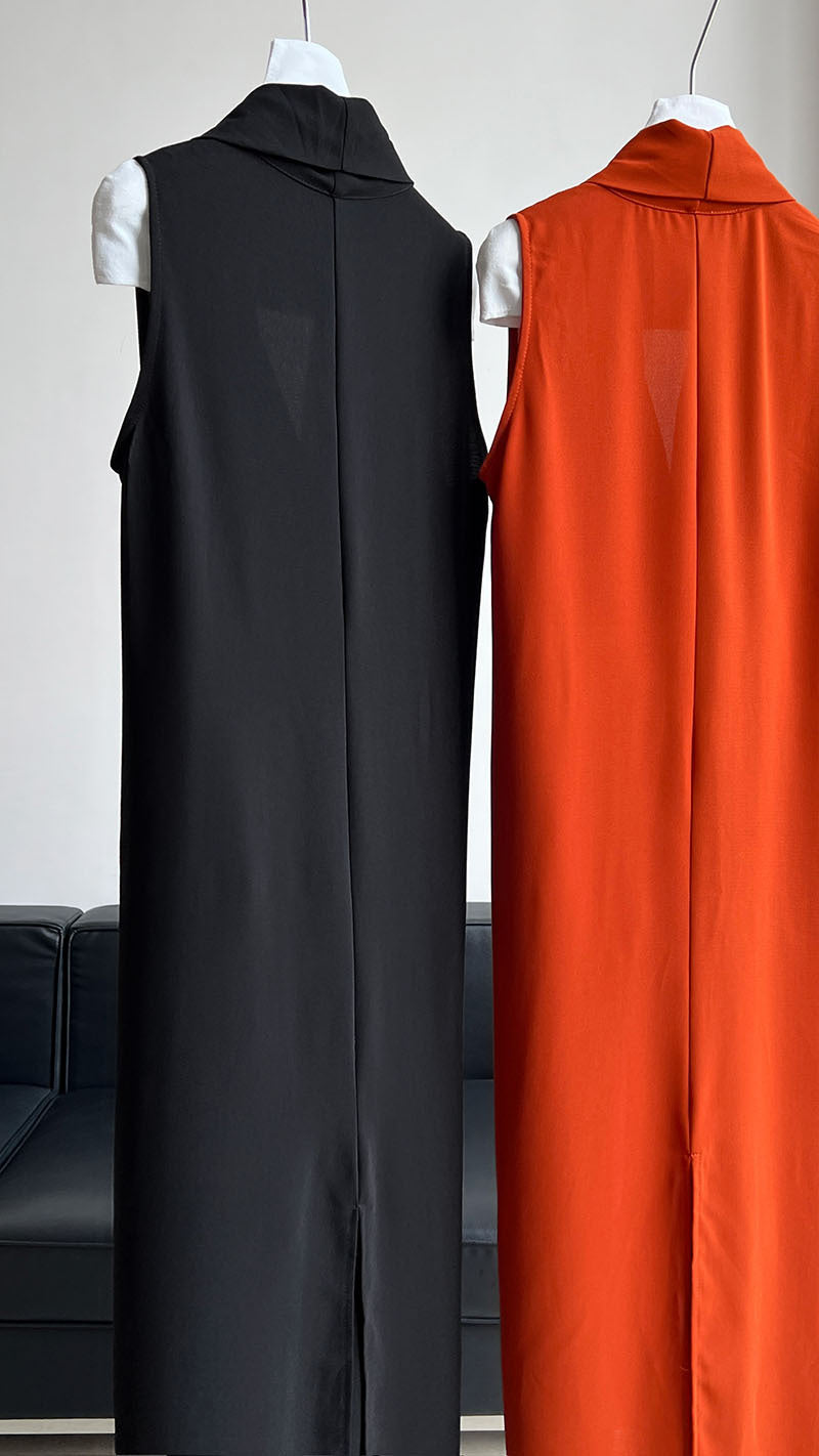 JAPENESE V NECK SLEEVELESS DRESS
