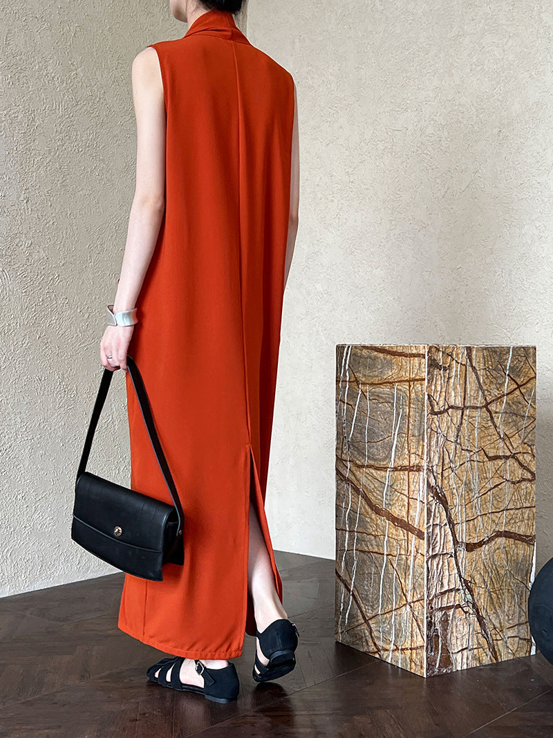 JAPENESE V NECK SLEEVELESS DRESS