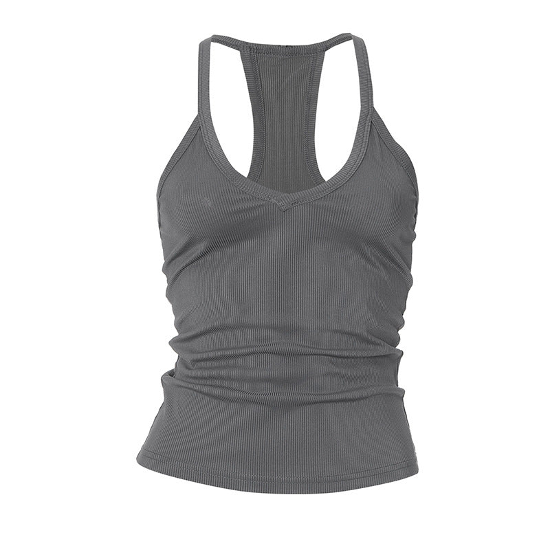 ESSENTIAL V NECK RIBBED TANK TOP