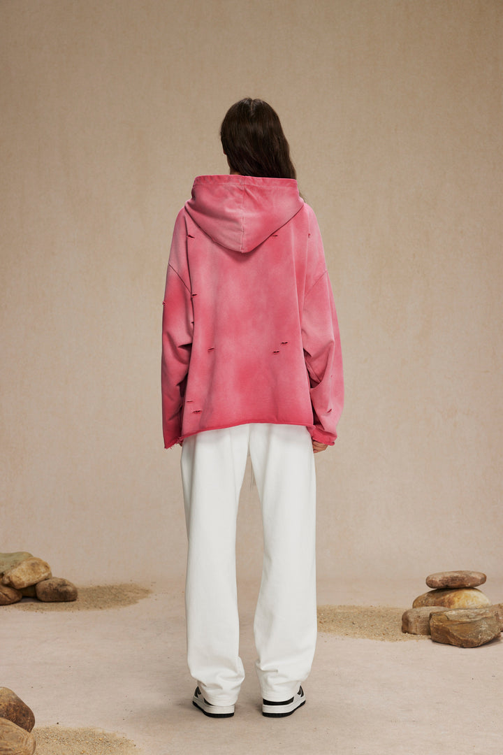 DISTRESSED BOXY FIT HOODIE