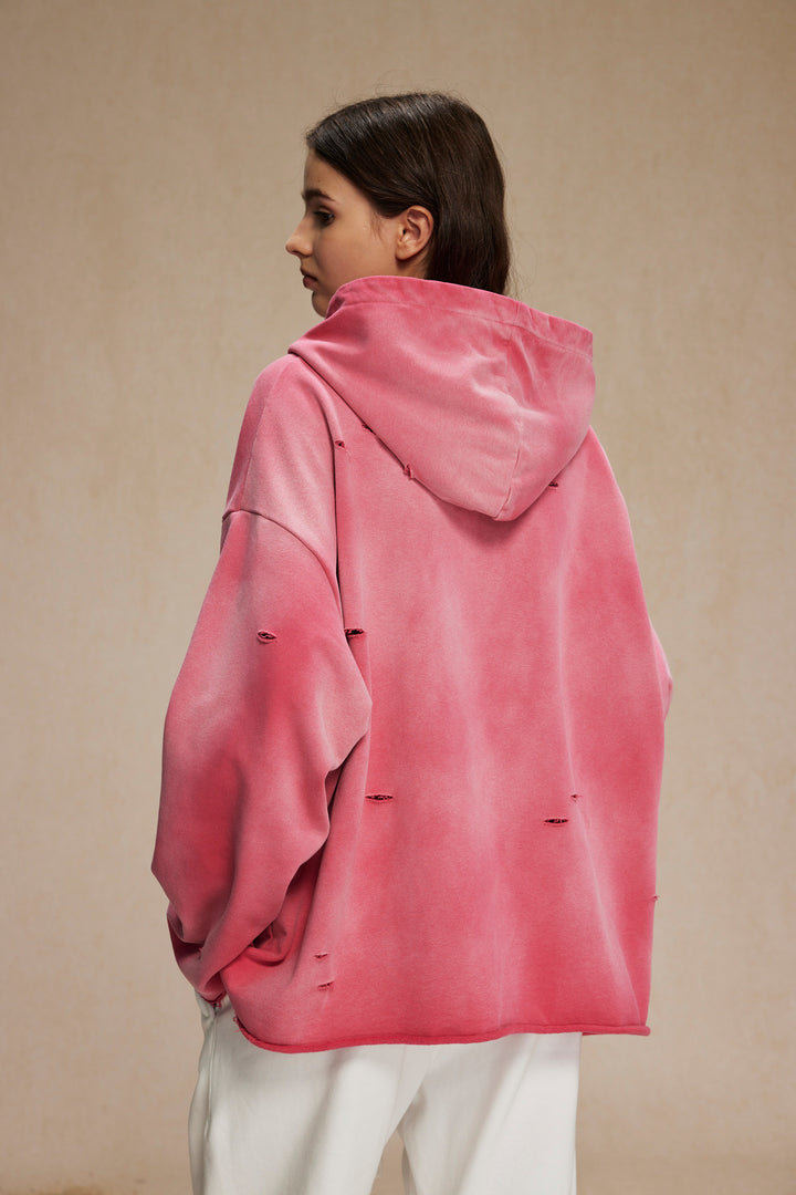 DISTRESSED BOXY FIT HOODIE