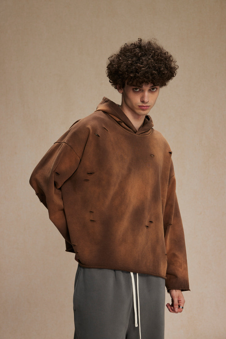 DISTRESSED BOXY FIT HOODIE