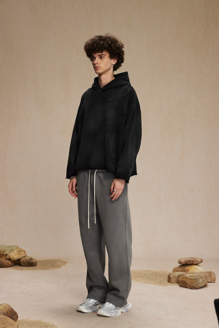 DISTRESSED BOXY FIT HOODIE