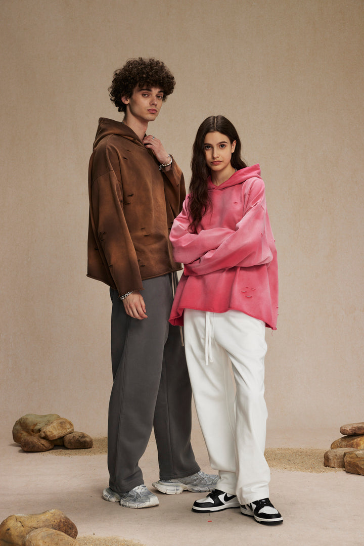 DISTRESSED BOXY FIT HOODIE