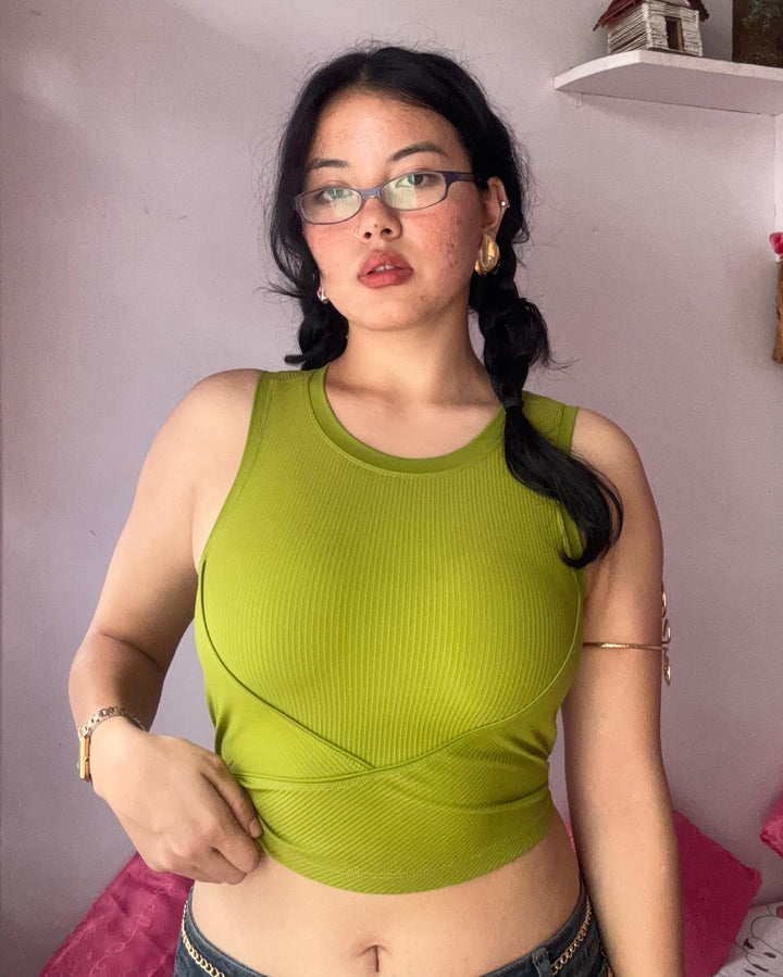LUNA RIBBED BUILT IN BRA TANK TOP