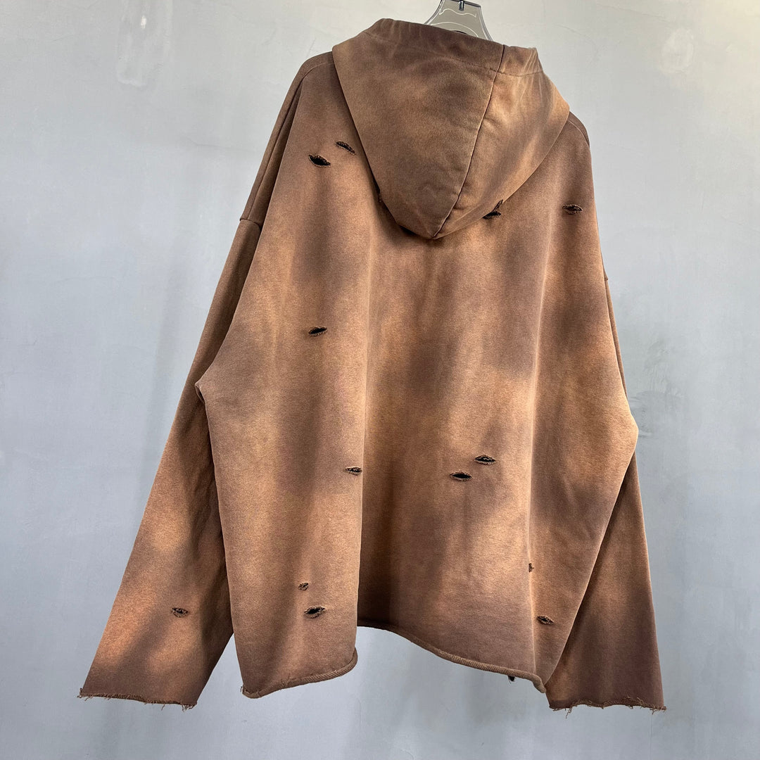 DISTRESSED BOXY FIT HOODIE