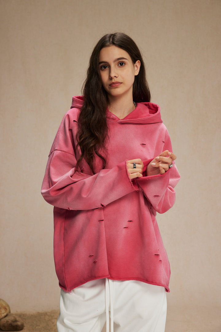 DISTRESSED BOXY FIT HOODIE