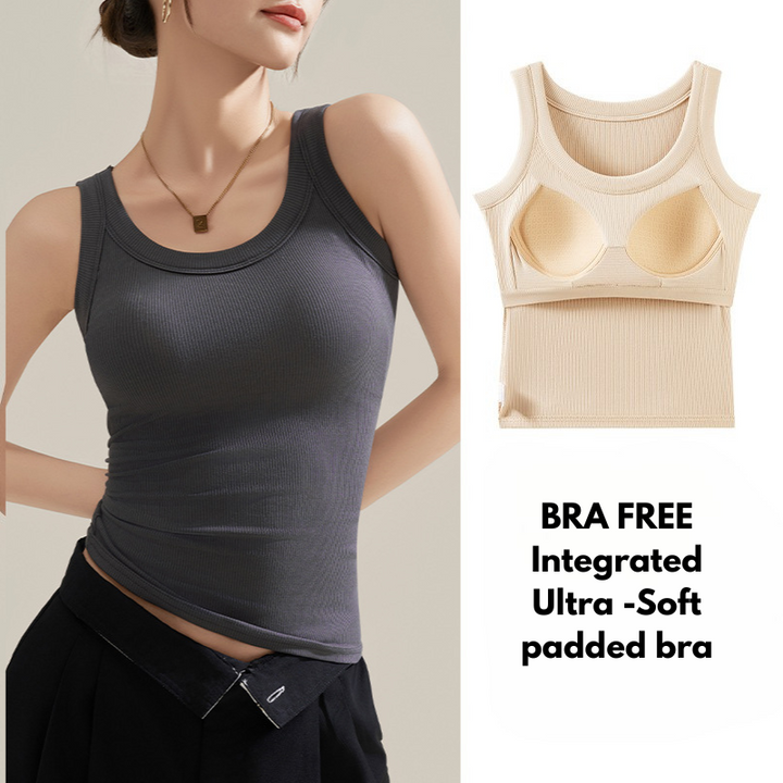 ELVA RIBBED BUILT IN BRA TANK TOP