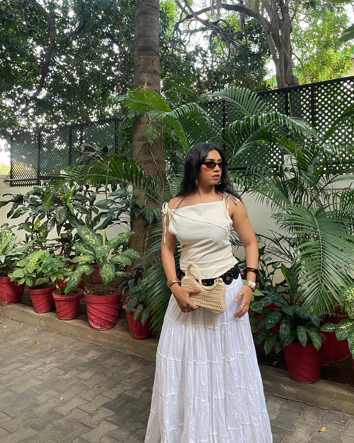THE NOIR DRAPE OFF SHOULDER TOP