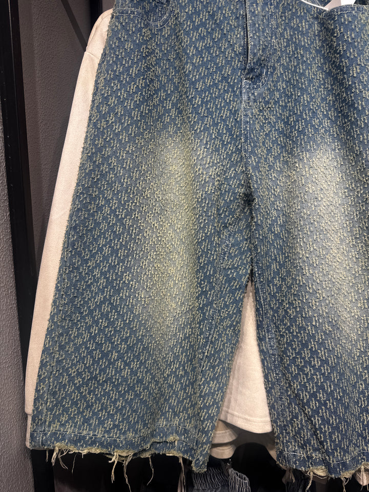TEXTURED DENIM JORTS