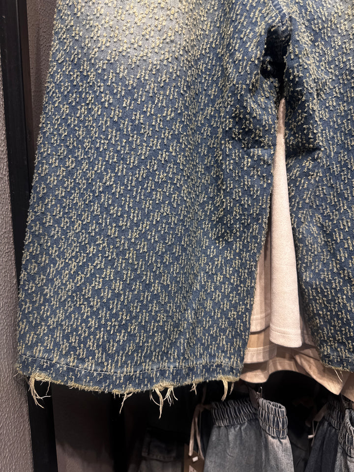 TEXTURED DENIM JORTS