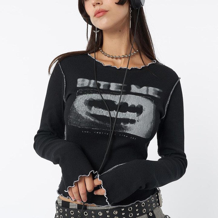 BITE ME LONG SLEEVE TOP