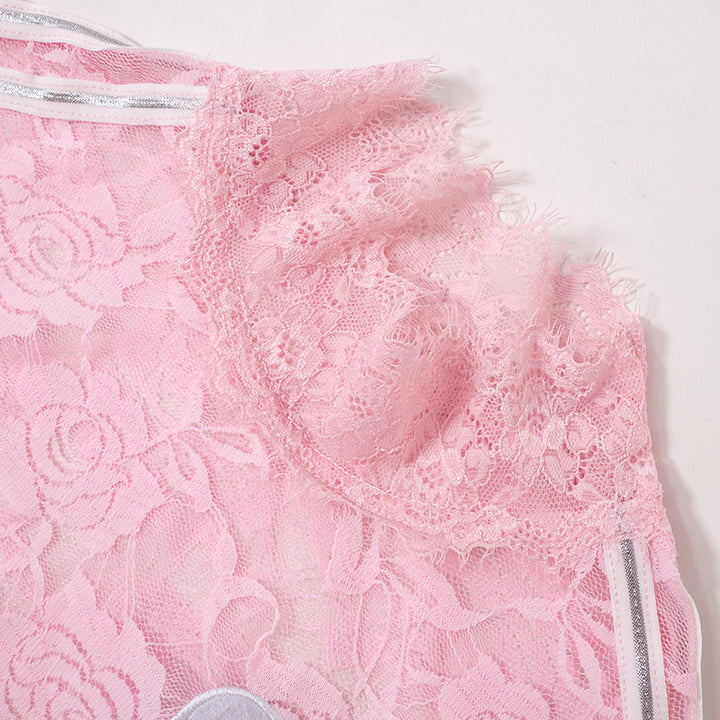 BUBBLEGUM LACE LONG SLEEVE TOP