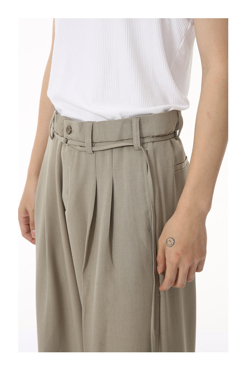 KOREAN DOUBLE PLEAT STRAIGHT FIT PANTS