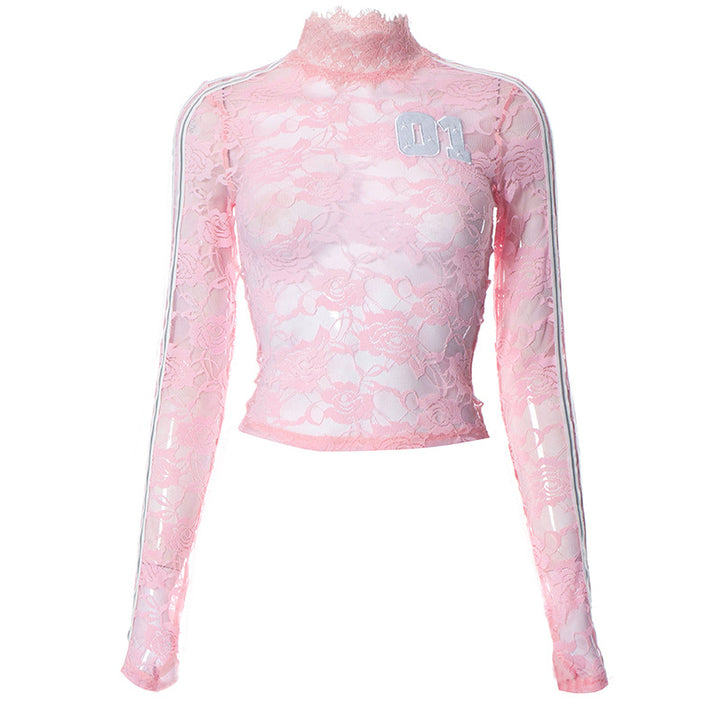 BUBBLEGUM LACE LONG SLEEVE TOP
