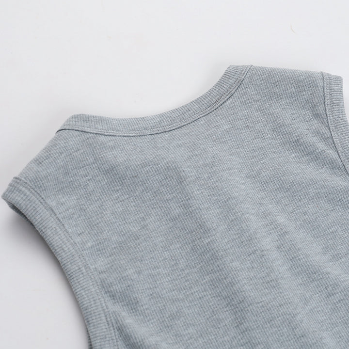 STAPLE RIBBED BUTTON UP TANK TOP