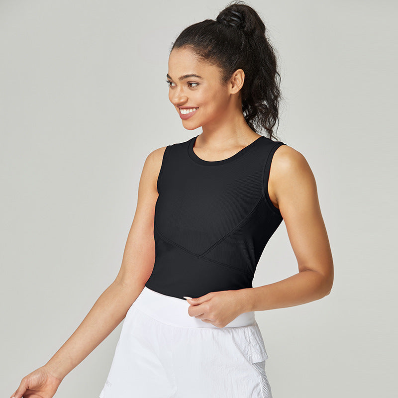 LUNA RIBBED BUILT IN BRA TANK TOP