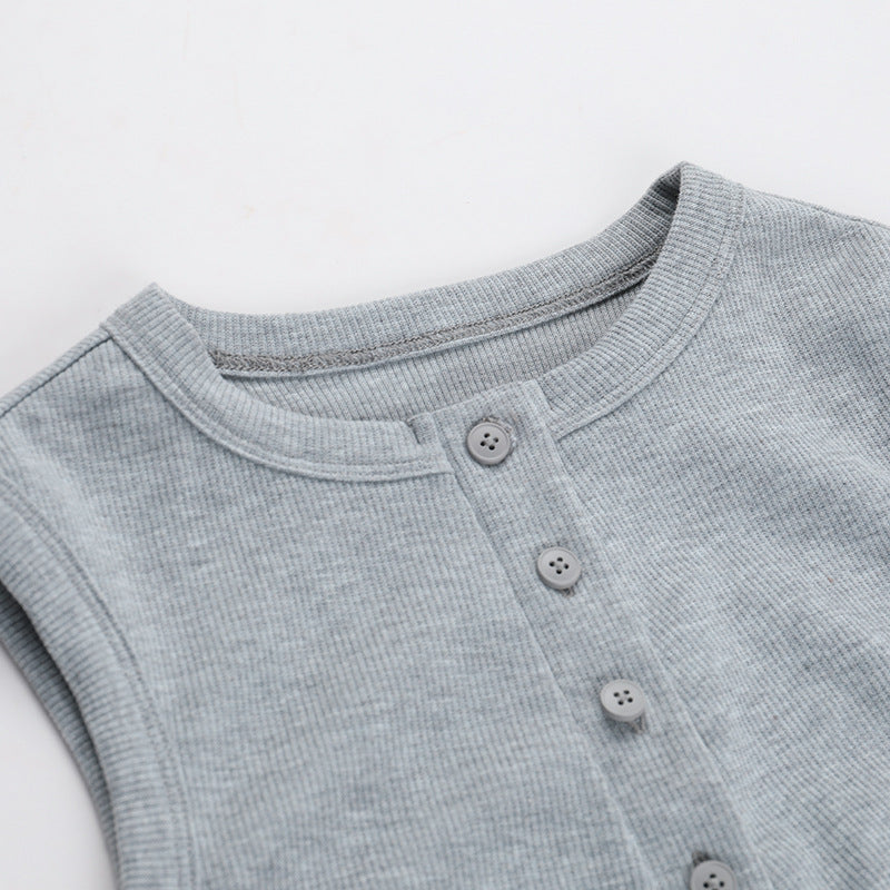 STAPLE RIBBED BUTTON UP TANK TOP