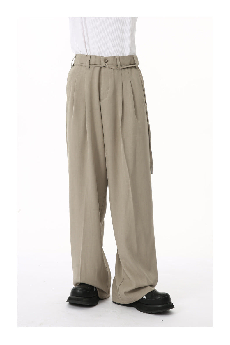 KOREAN DOUBLE PLEAT STRAIGHT FIT PANTS