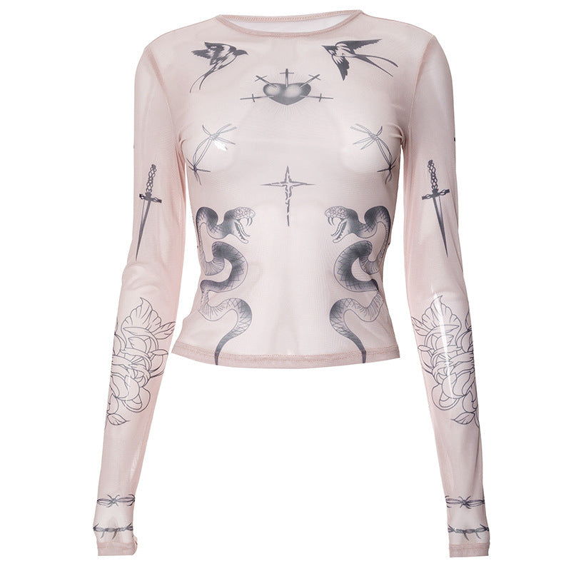 WICKED WINGS LONG SLEEVE MESH TOP