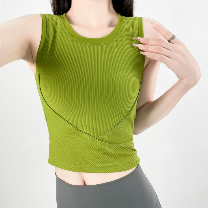 LUNA RIBBED BUILT IN BRA TANK TOP