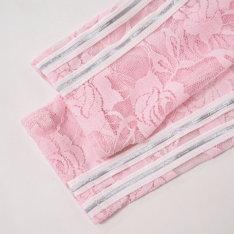 BUBBLEGUM LACE LONG SLEEVE TOP