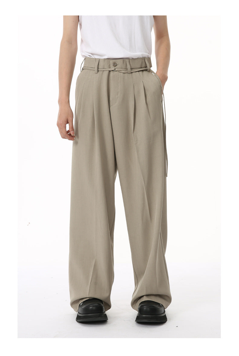 KOREAN DOUBLE PLEAT STRAIGHT FIT PANTS