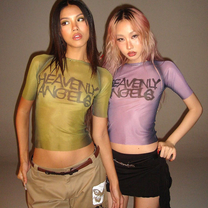 HEAVENLY ANGELS MESH BABY TEE