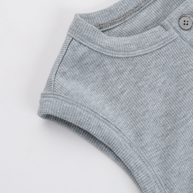 STAPLE RIBBED BUTTON UP TANK TOP
