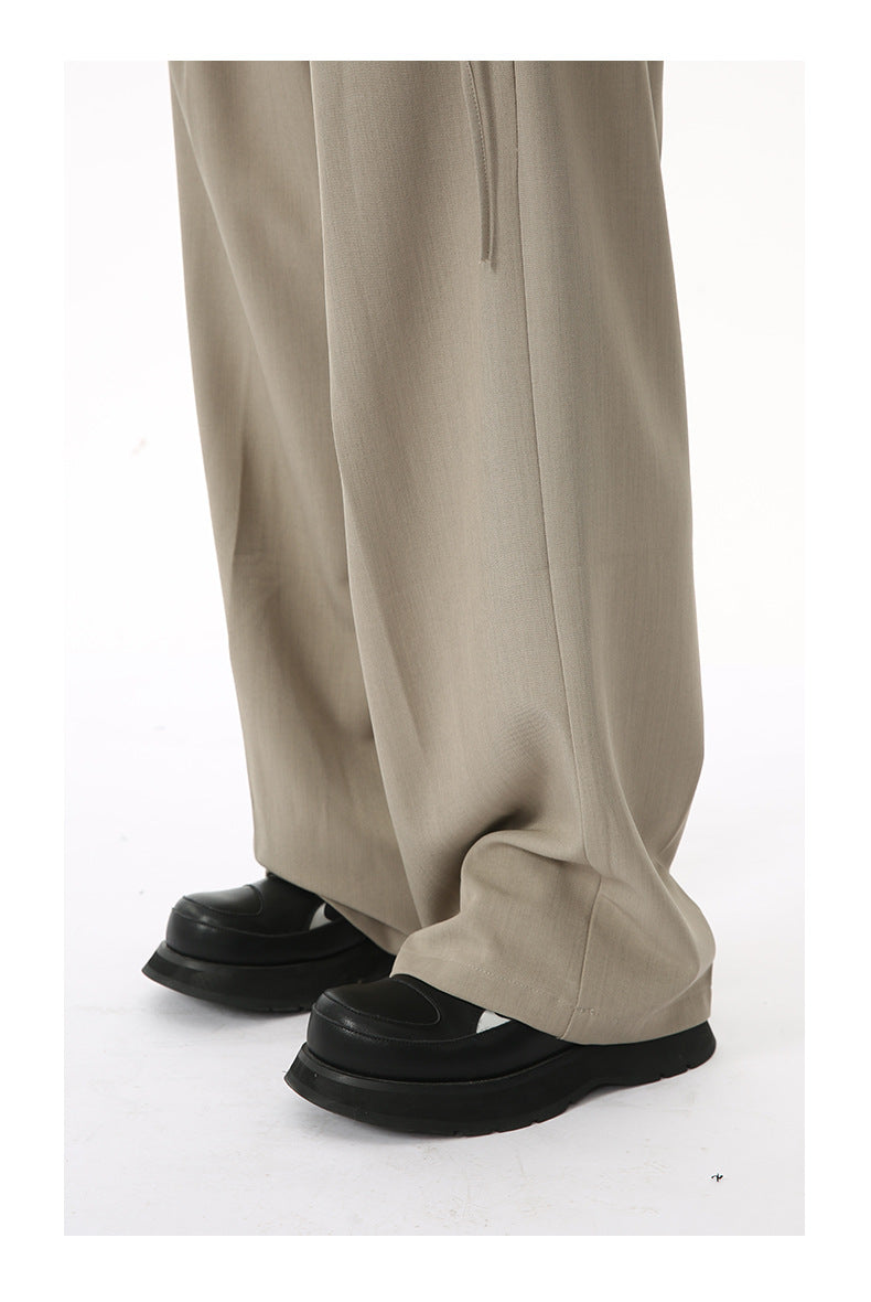 KOREAN DOUBLE PLEAT STRAIGHT FIT PANTS