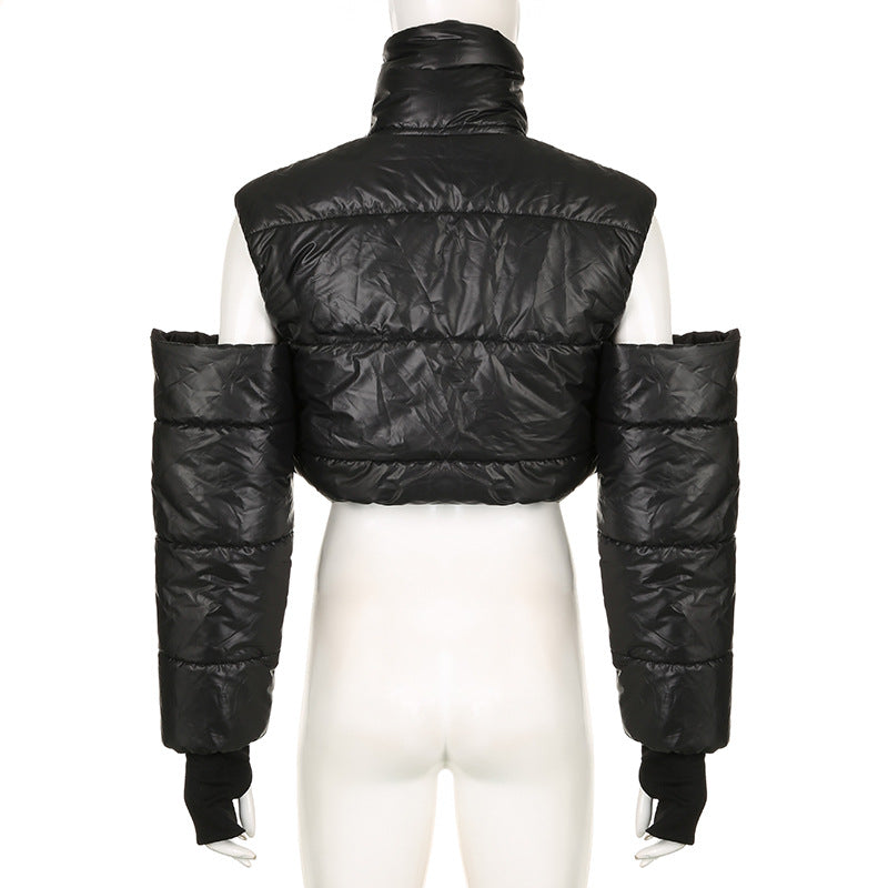 CONVERTIBLE HIGH NECK PUFFER JACKET