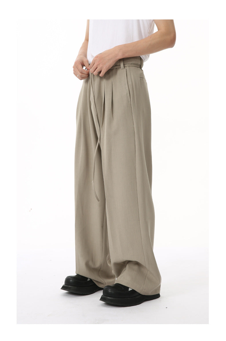 KOREAN DOUBLE PLEAT STRAIGHT FIT PANTS