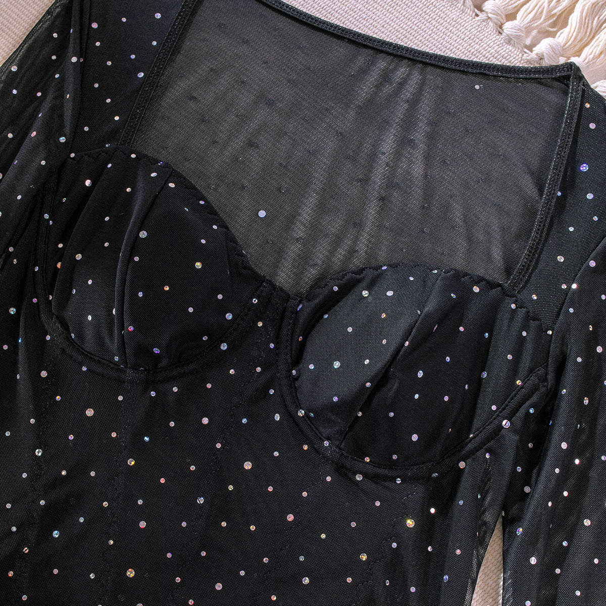 STARLIGHT MESH BLACK BODYSUIT