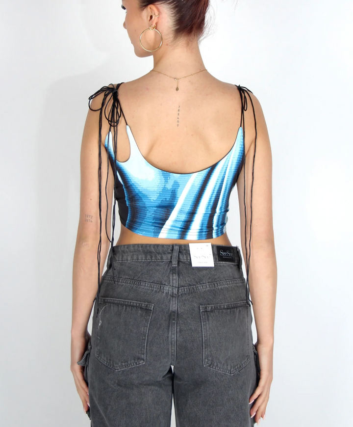 Y2K STRAP NECK CROP TOP