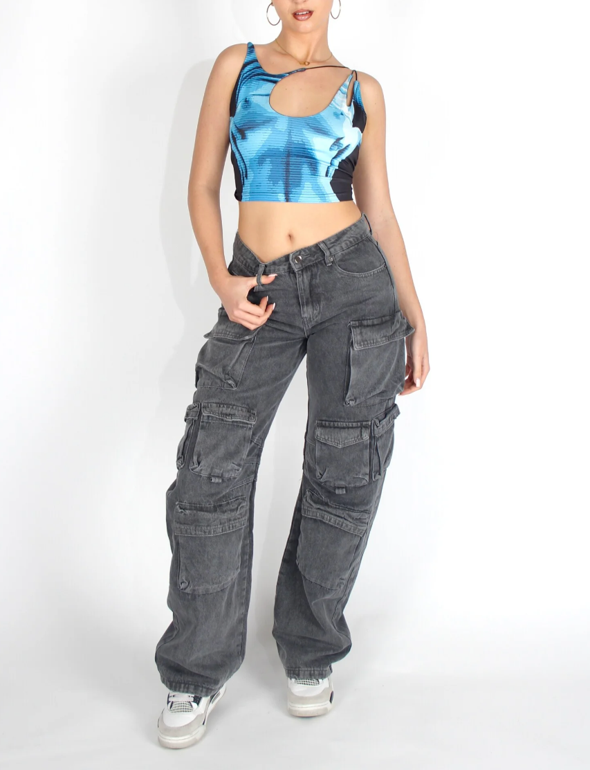 Y2K STRAP NECK CROP TOP