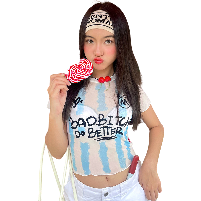 BADDIE ENERGY MESH BABY TEE