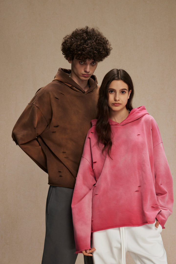 DISTRESSED BOXY FIT HOODIE